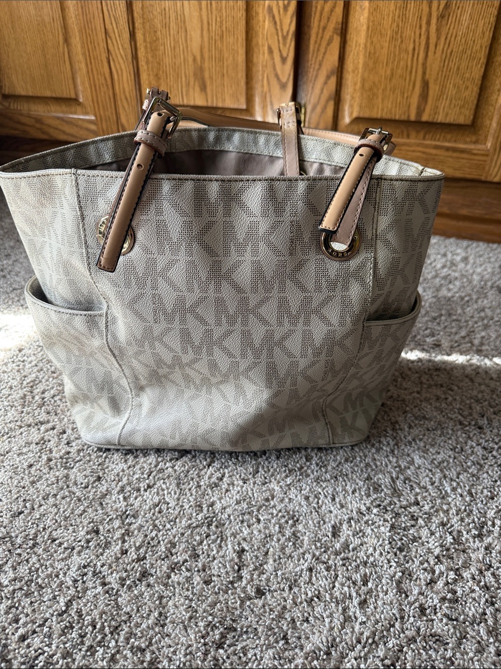 Michael Kors Tan Logo Tote with Leather Straps